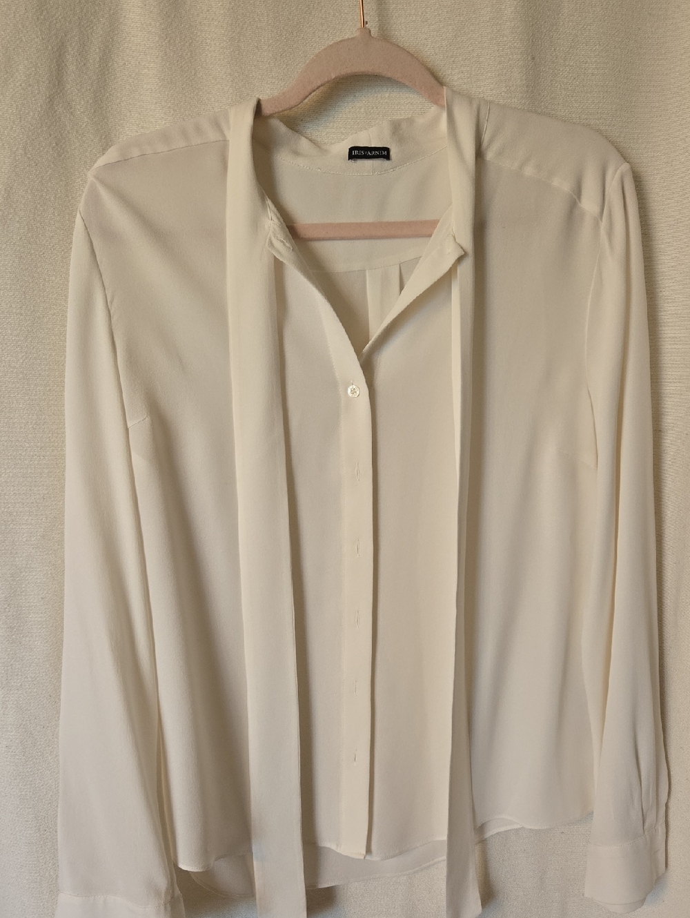 Iris + Arnim Cream Tie-Neck Blouse Silk - Picture 1 of 4